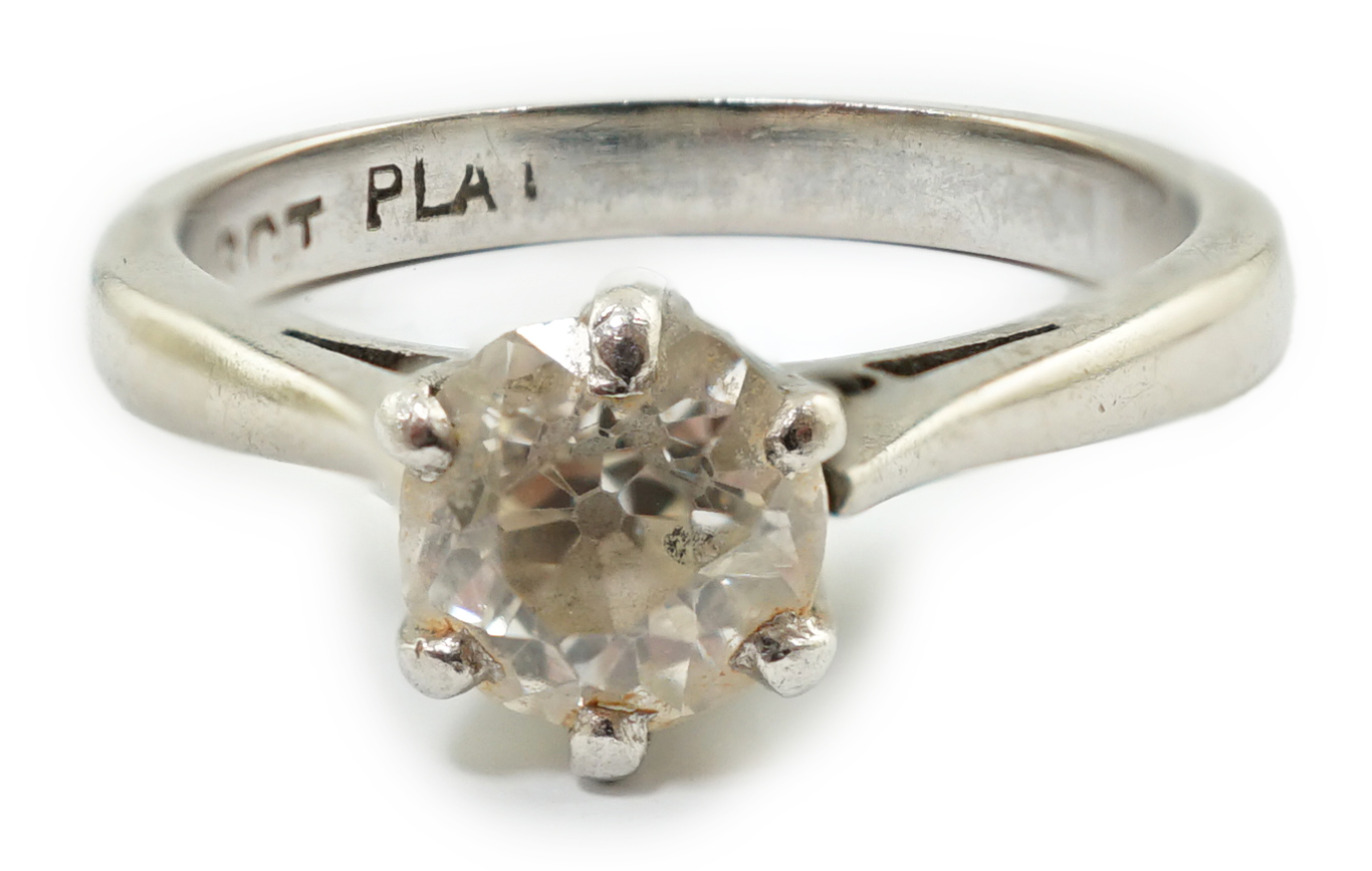 An 18ct white gold, platinum and solitaire diamond ring